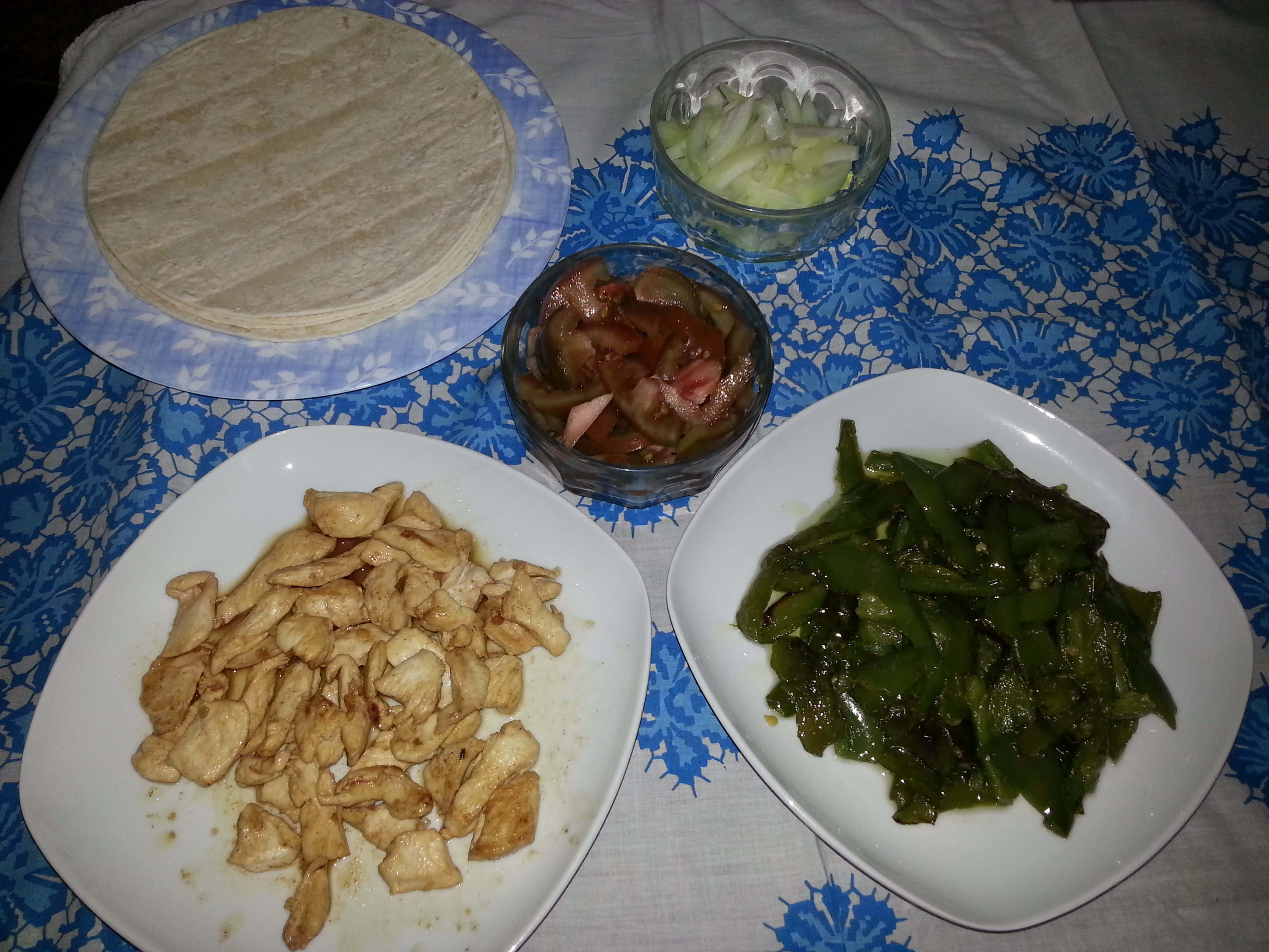 Fajitas de pollo con gorgonzola