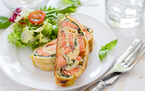 pastel de salmón y espinacas