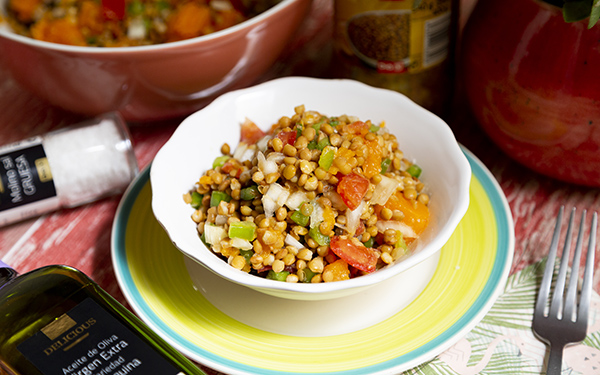 ensalada de lentejas con pico de gallo