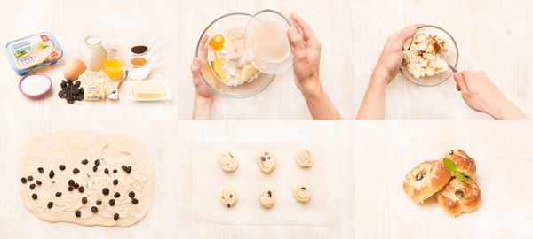 Rollo de canela y pasas