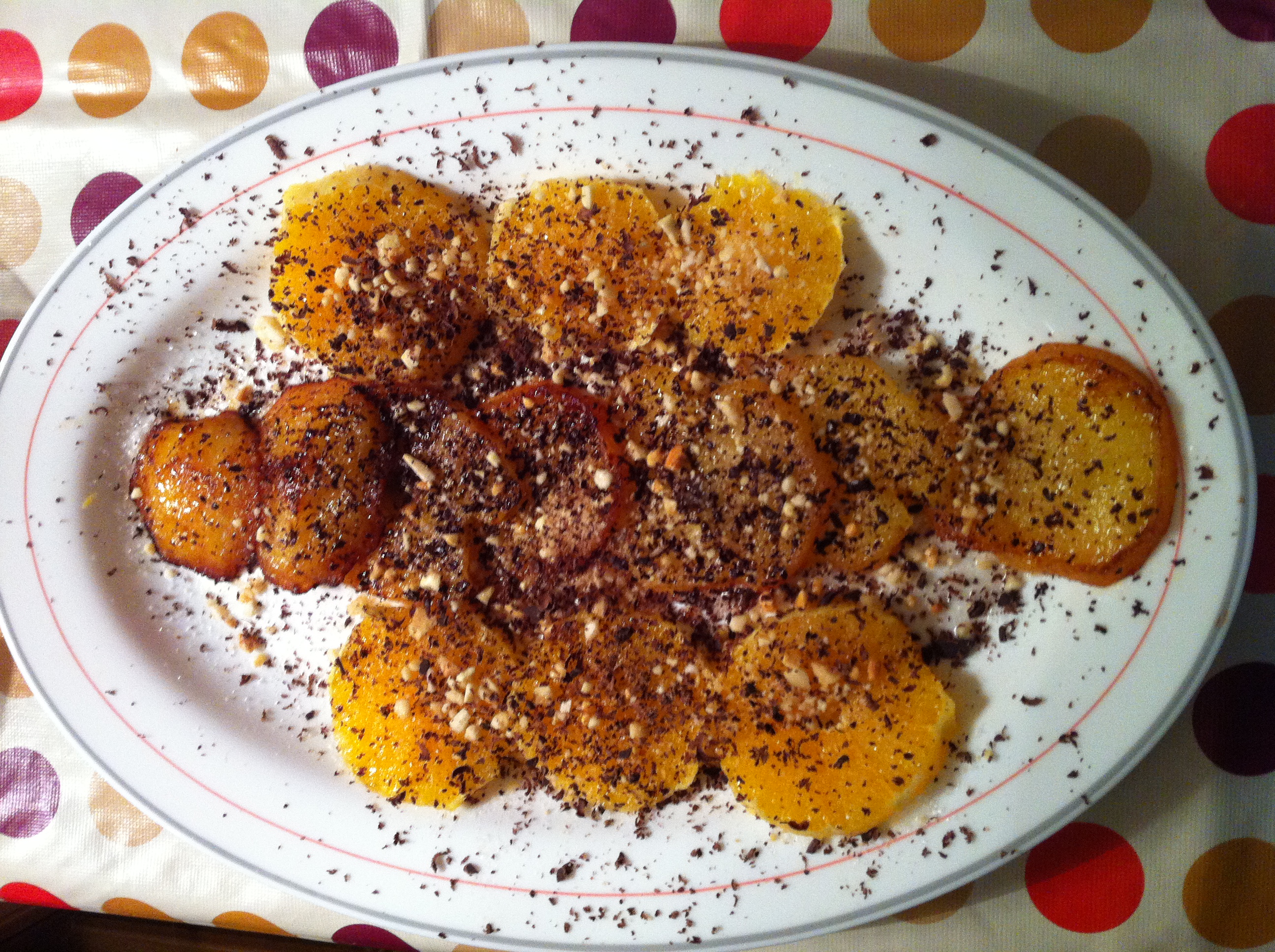 Naranja y manzana chocolateadas