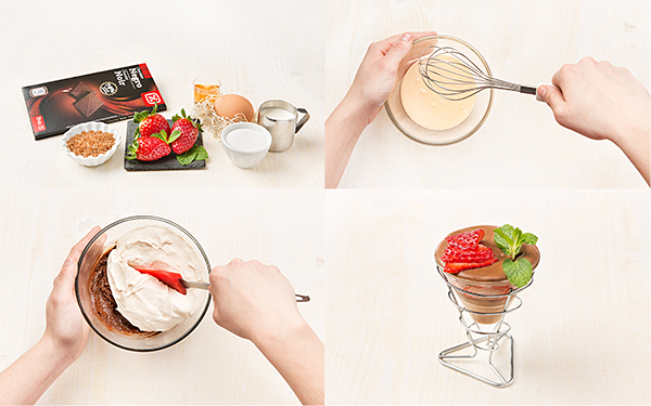 Mousse de chocolate y fresas para San Valentín