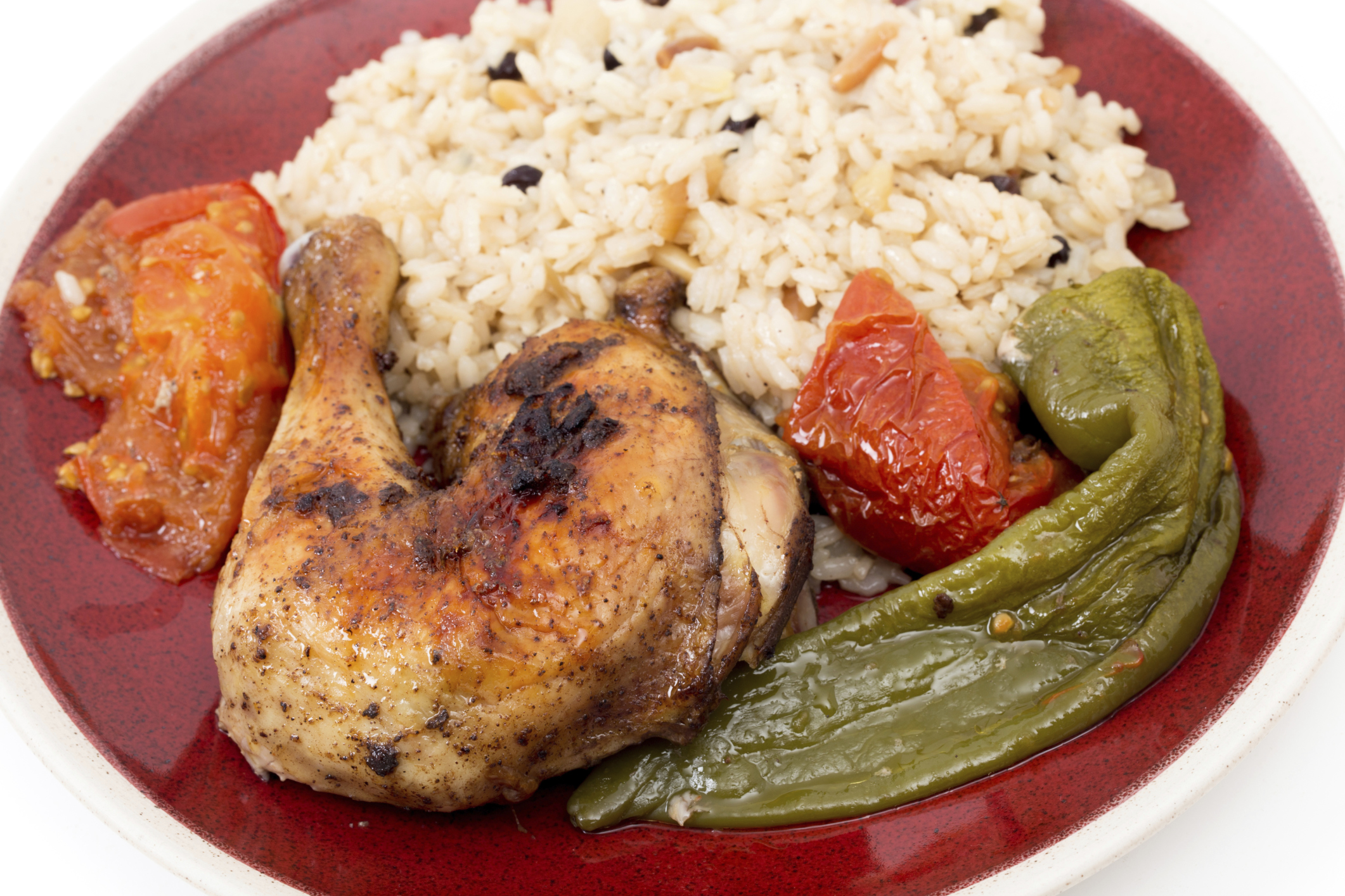 Arroz blanco al curry y piñones