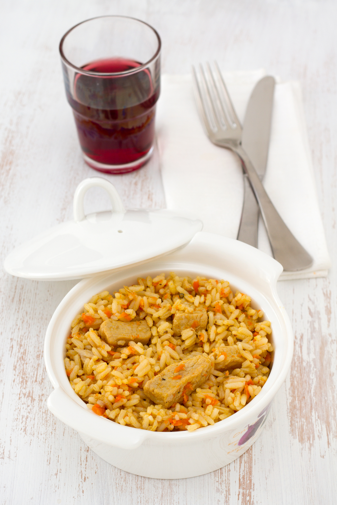 Arroz caldoso con cerdo y verduras