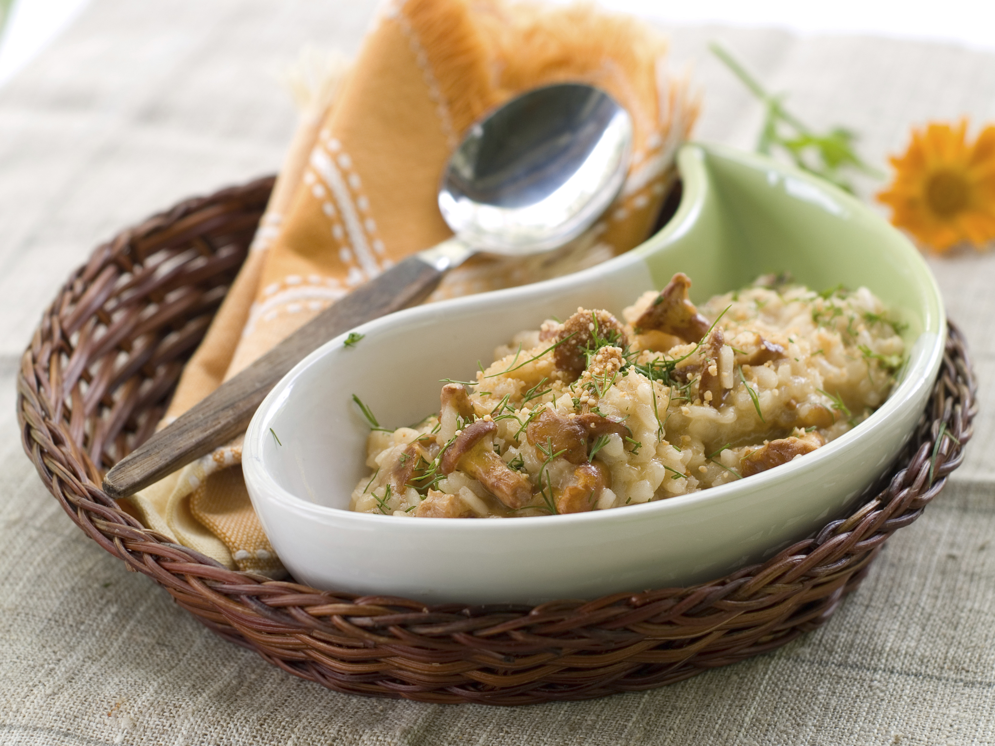 Arroz con hongos a la crema