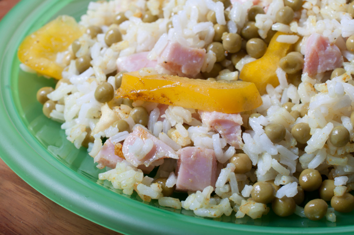 Arroz integral con jamón y verdura