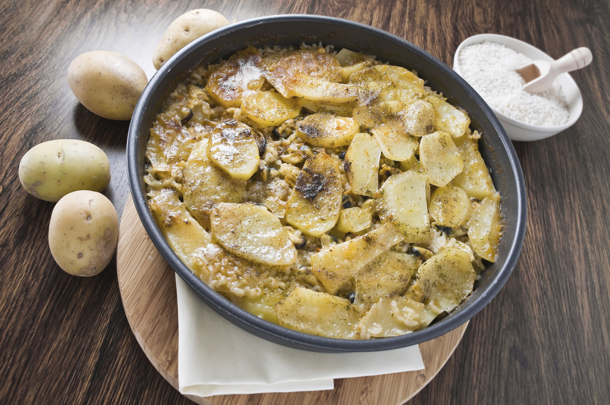 Arroz con mejillones y patatitas