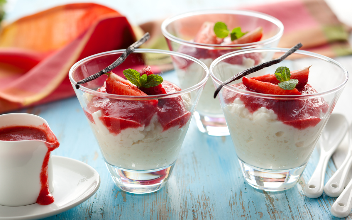 Arroz con leche con fresas