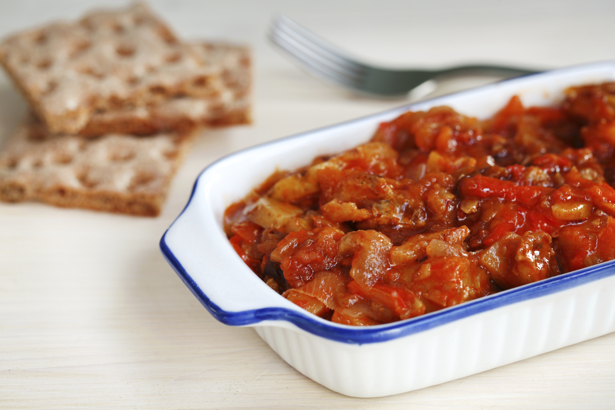 Bacalao con patatas y pimiento rojo