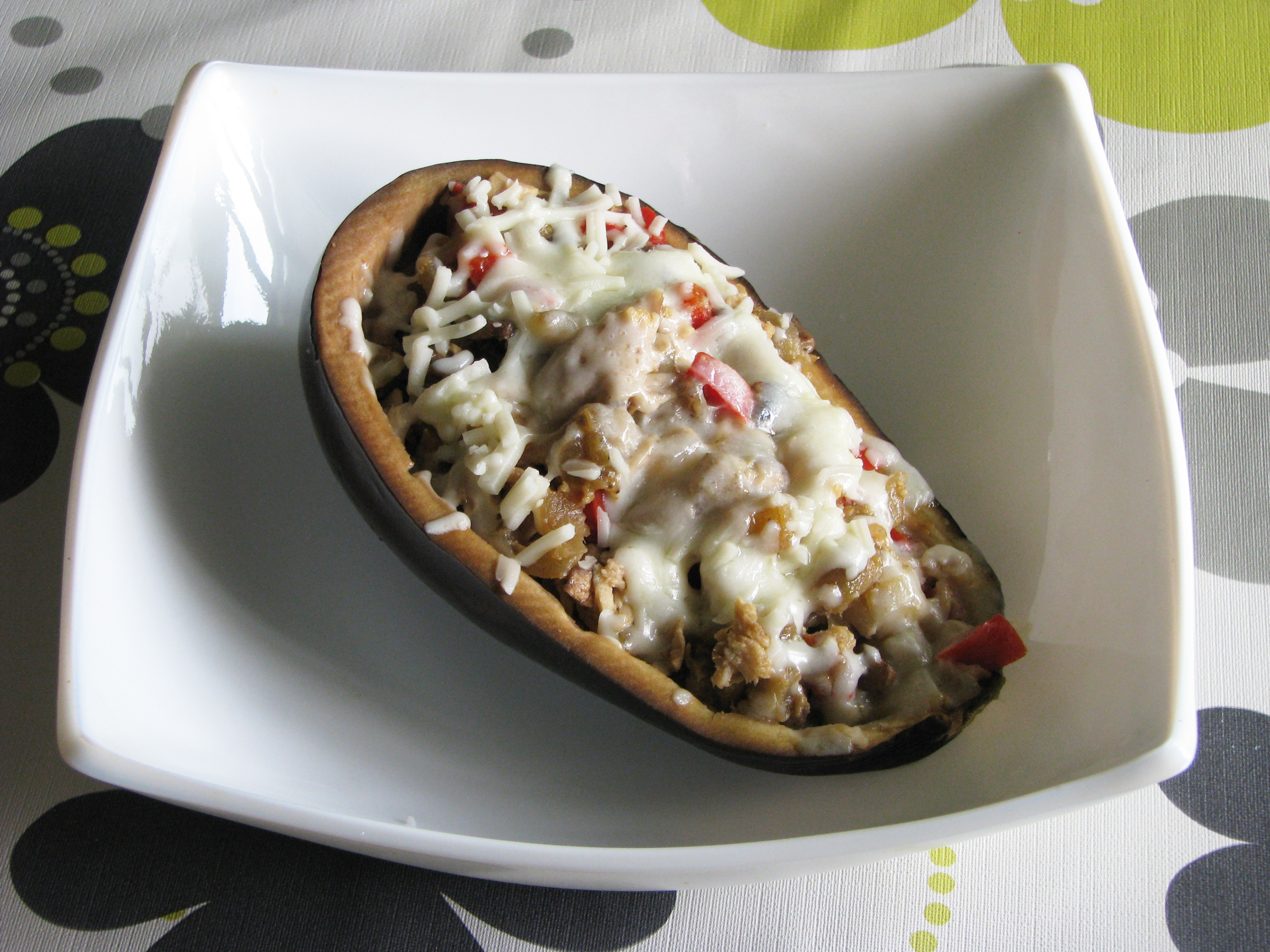 Berenjenas con arroz y crema de queso