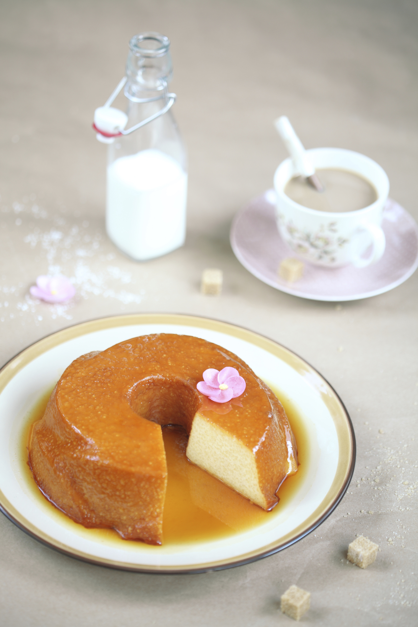 Budín de coco y dulce de leche