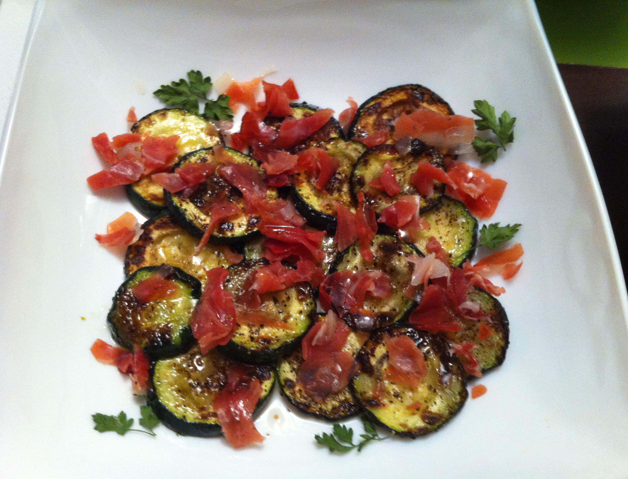 Calabacines a la plancha con salsa agridulce