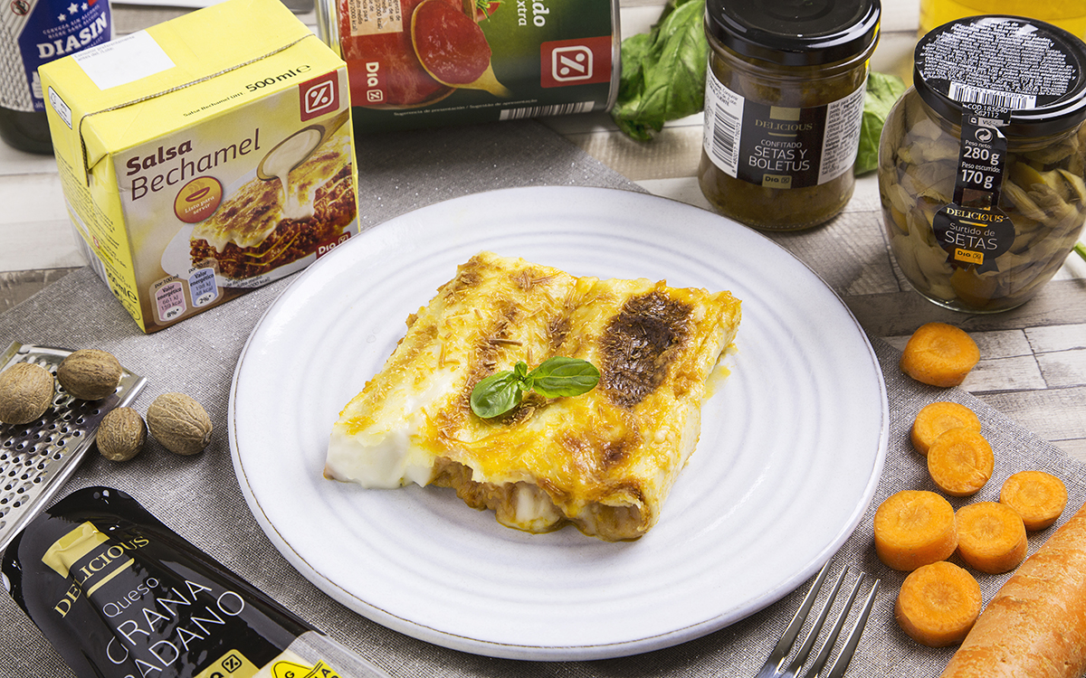 Canelones de carne con champiñones