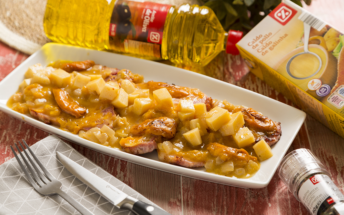 Chuletas de Sajonia con salsa de albaricoques