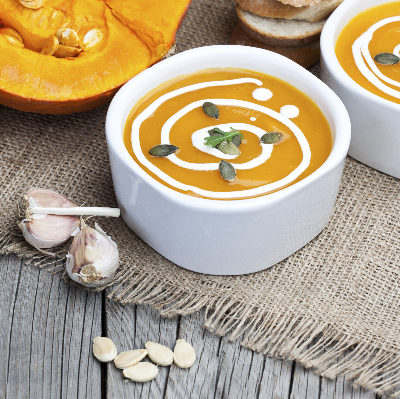 Crema de calabaza con nata