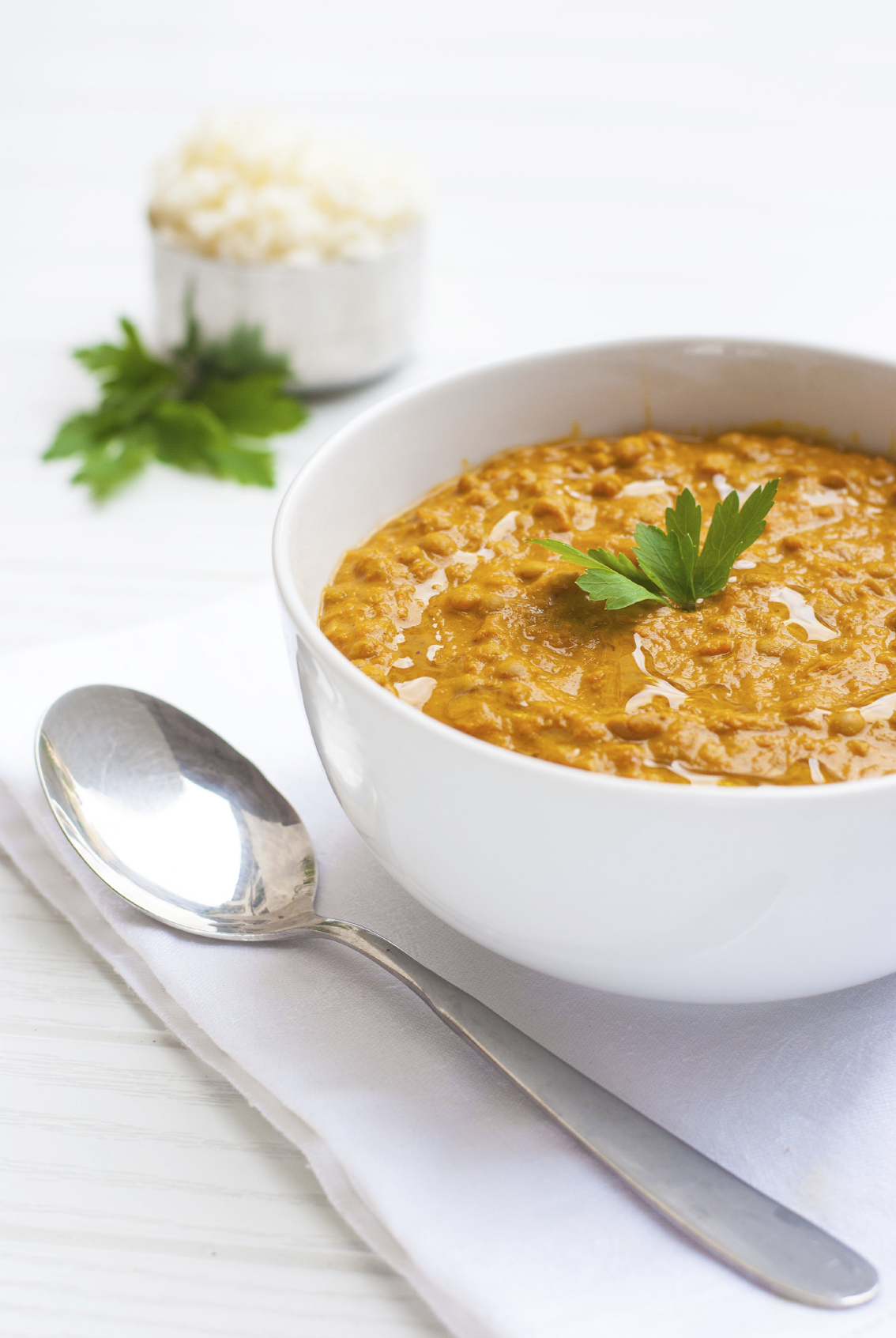 Crema de lentejas con toque de curry