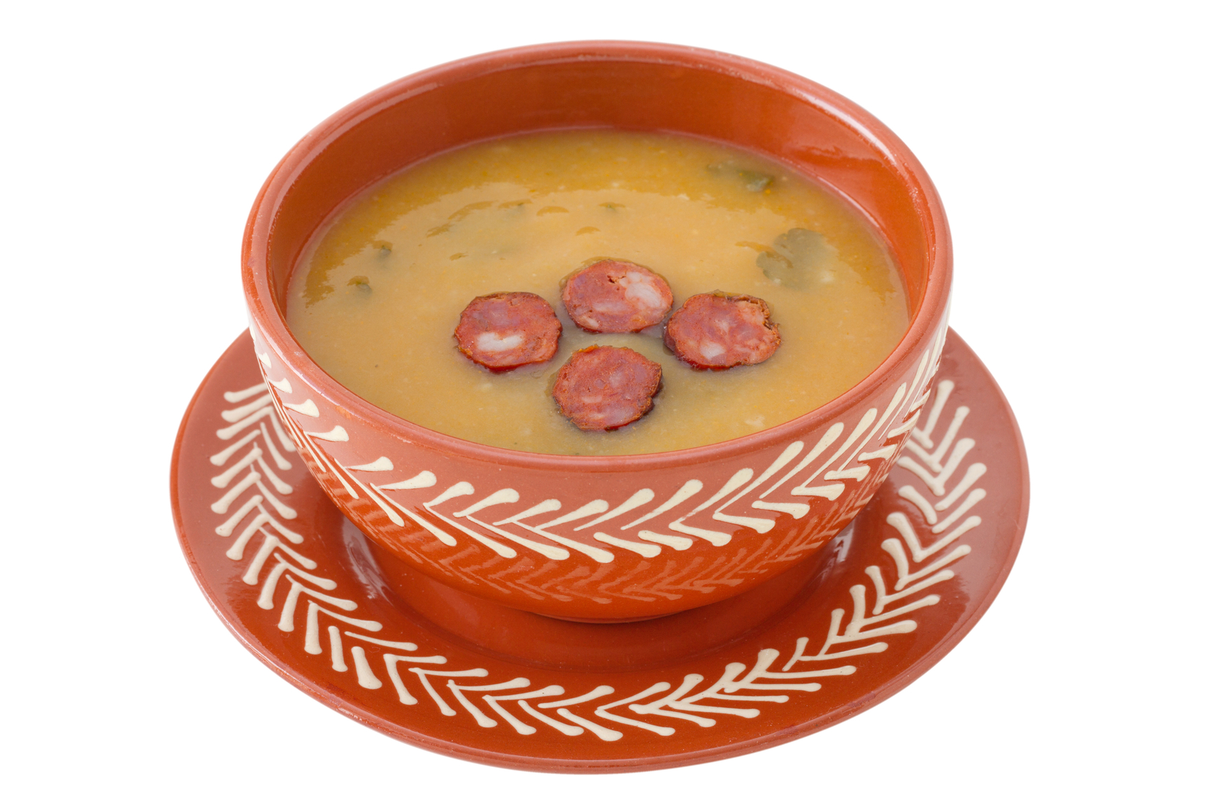 Crema de verduras con chorizo al asturiano