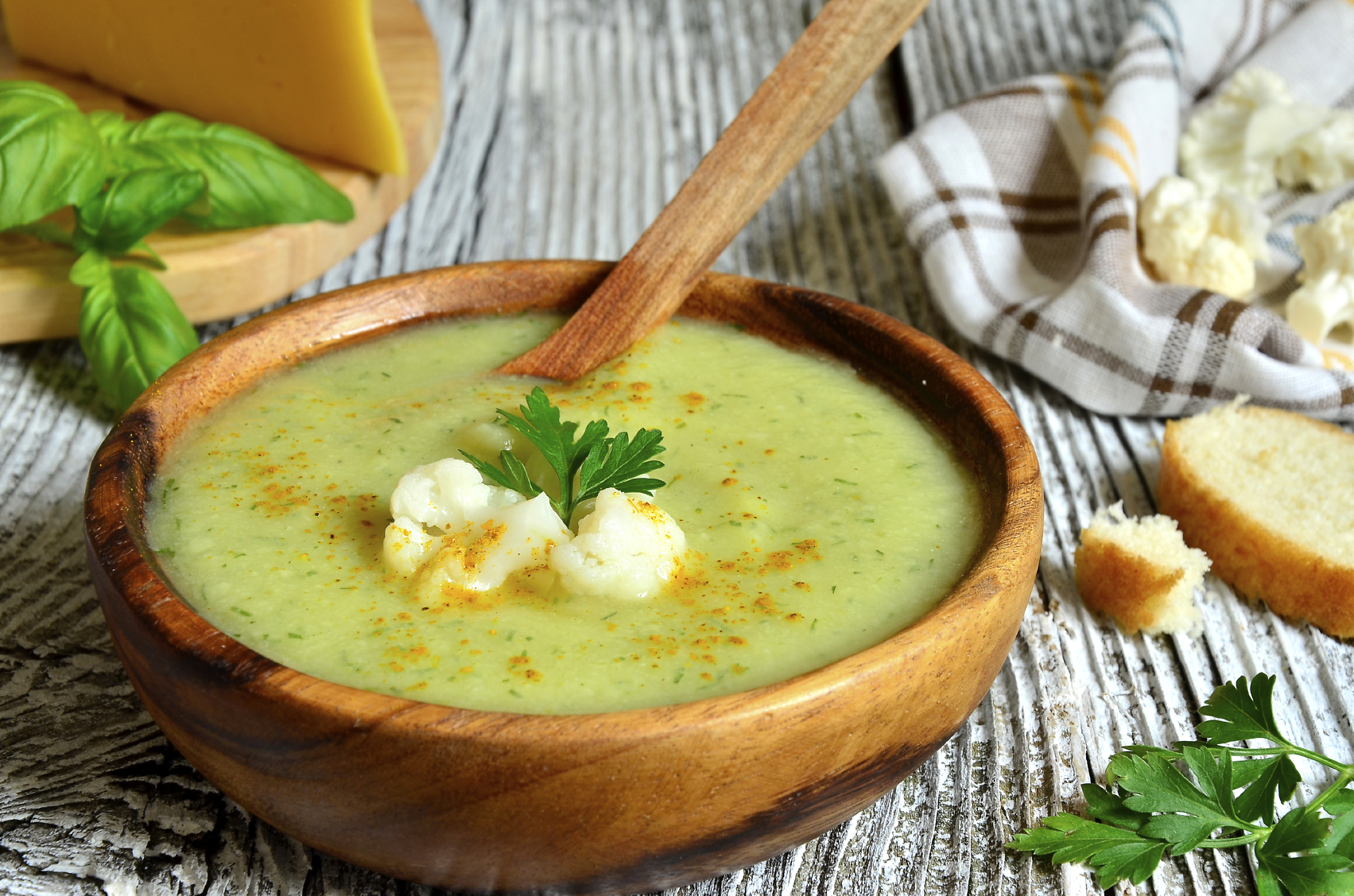 Crema de verduras con mostaza en polvo y Curry