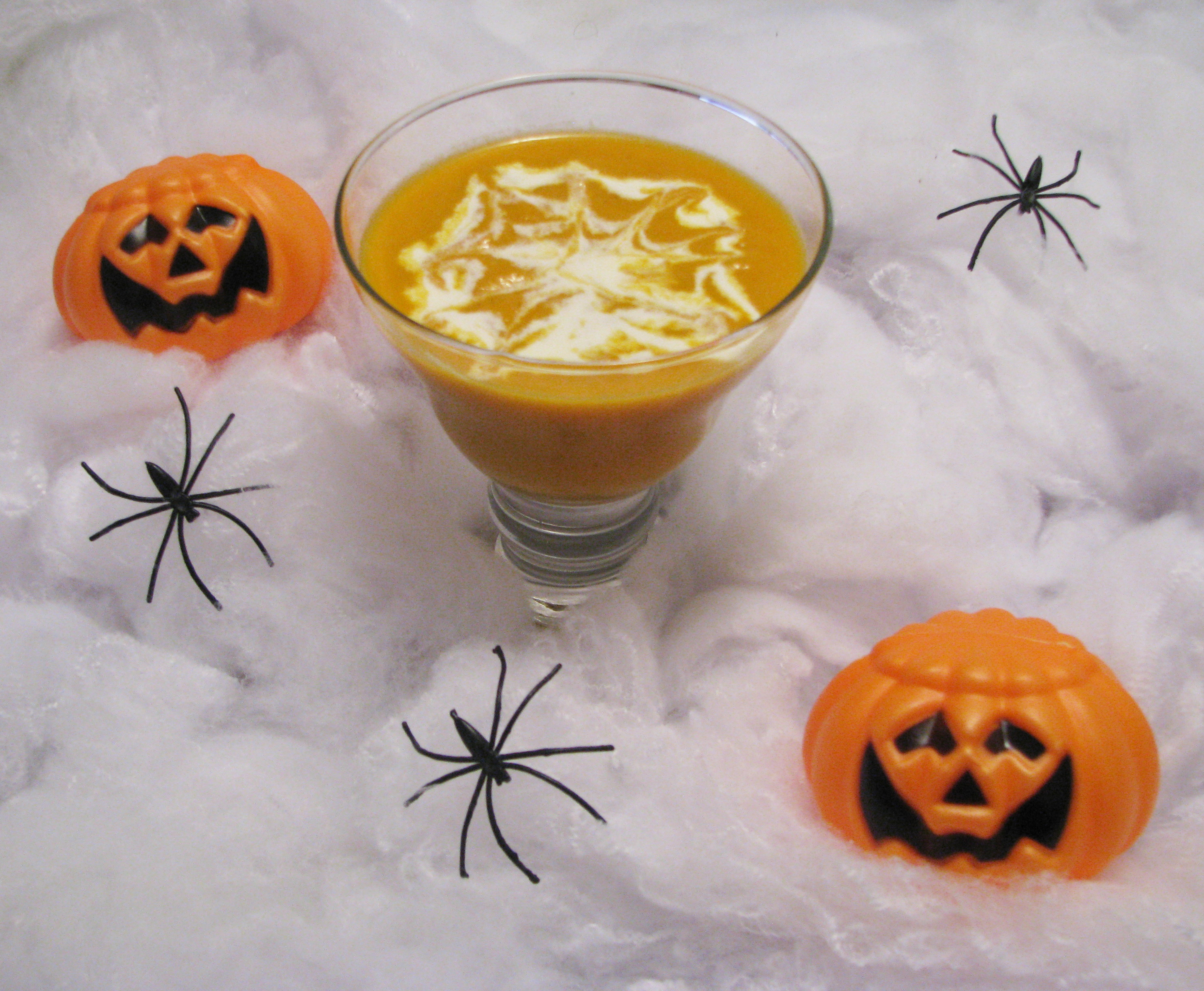 Crema de calabaza con telaraña