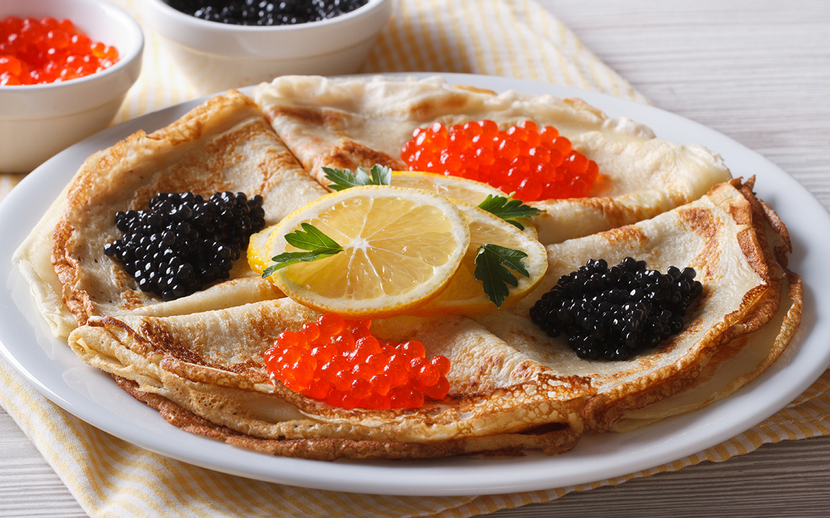 Crepes con caviar