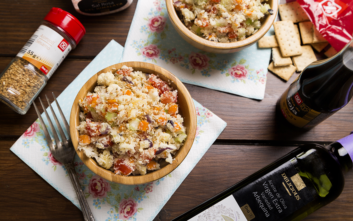 Cuscús de coliflor con verduras