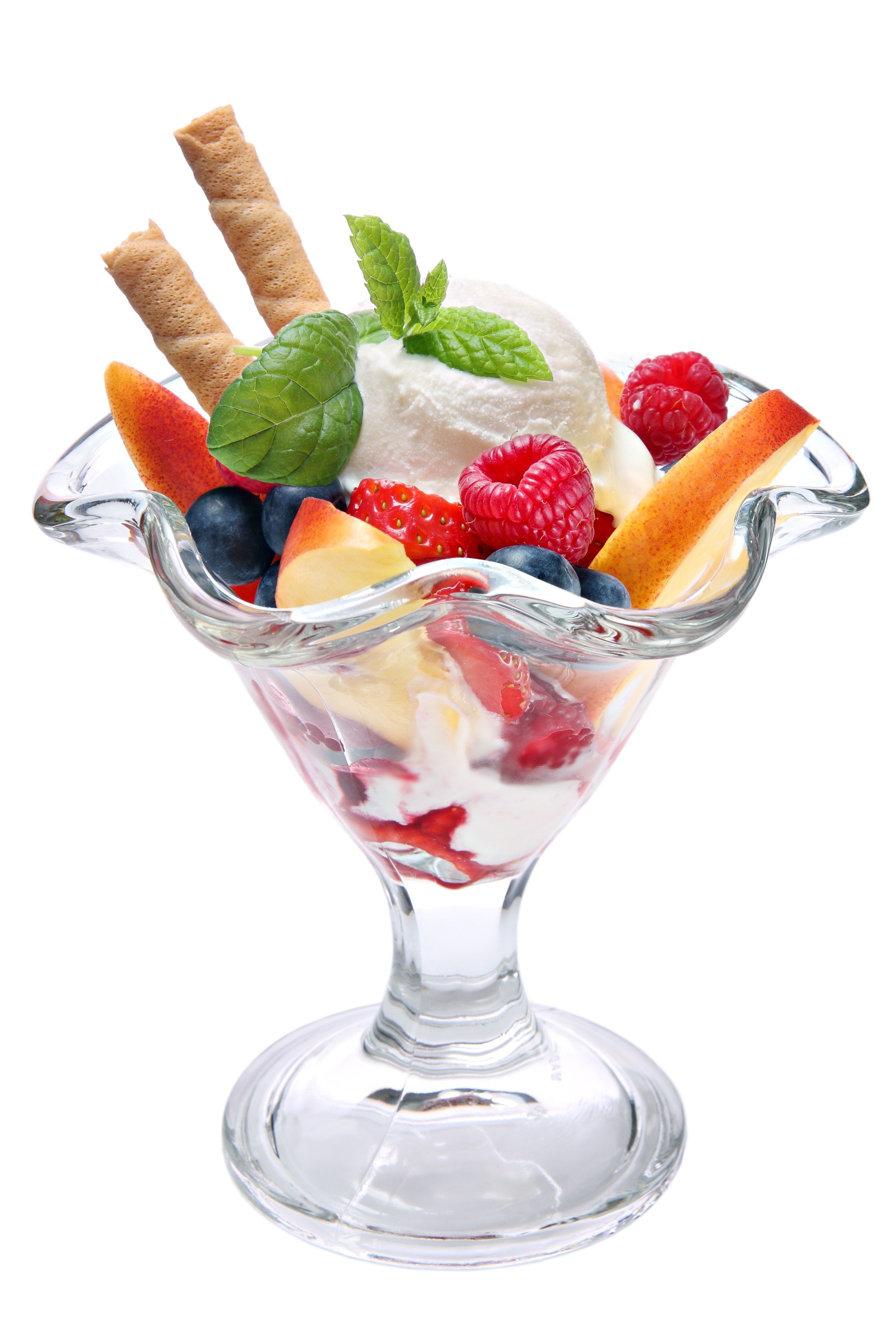 Ensalada de frutas y helado