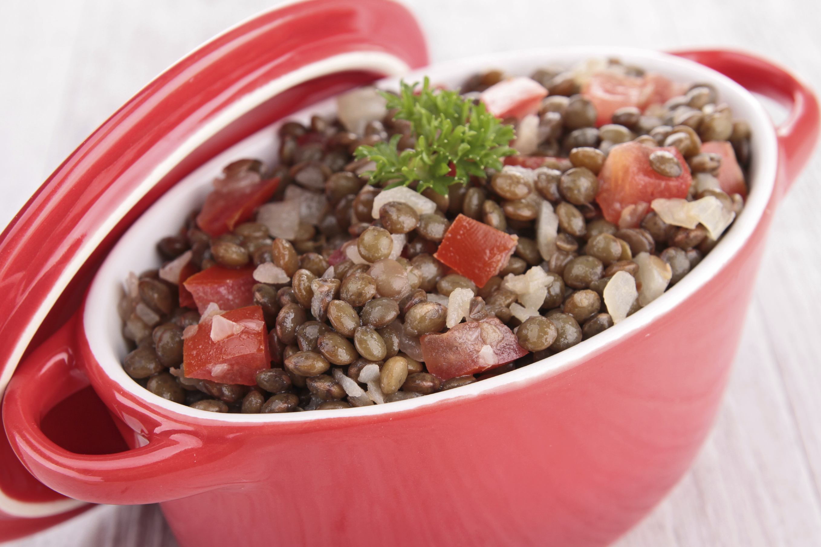 Ensalada de lentejas y verduras al vapor 