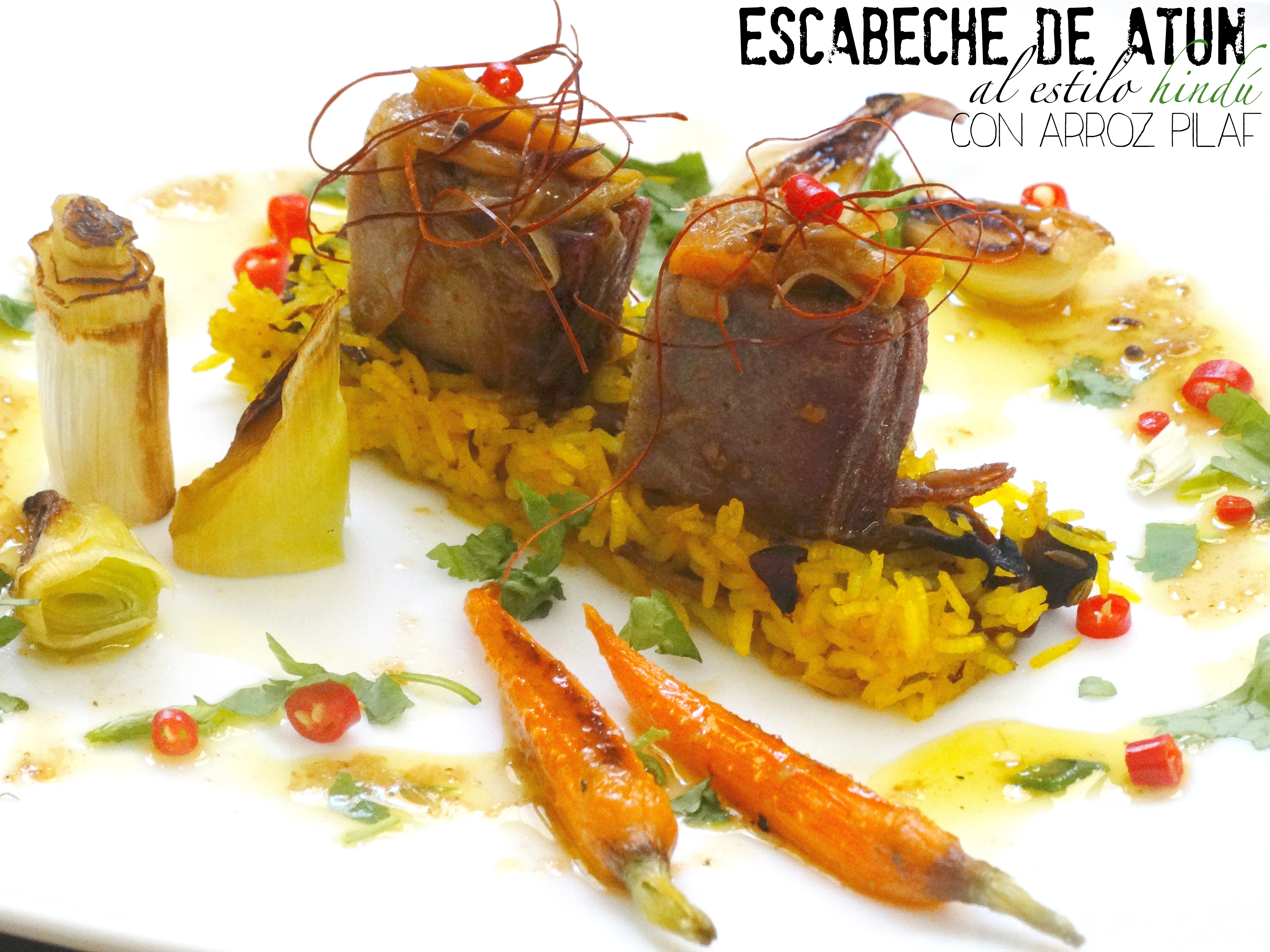 Escabeche de atún al estilo hindú con arroz pilaf