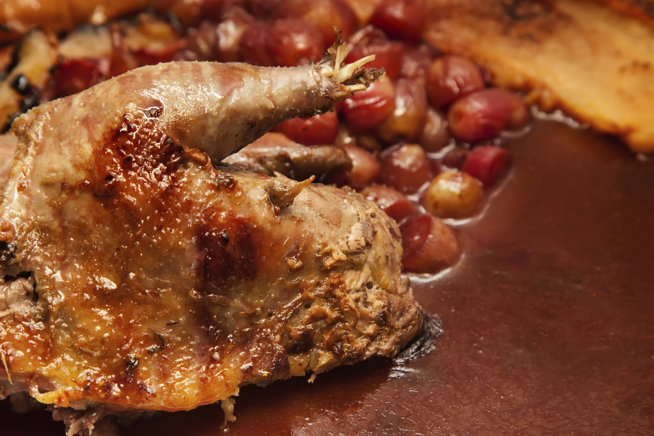 Faisanes con salsa de uvas
