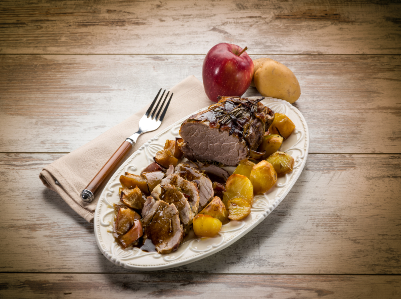 Filet mignon con manzanas agridulces