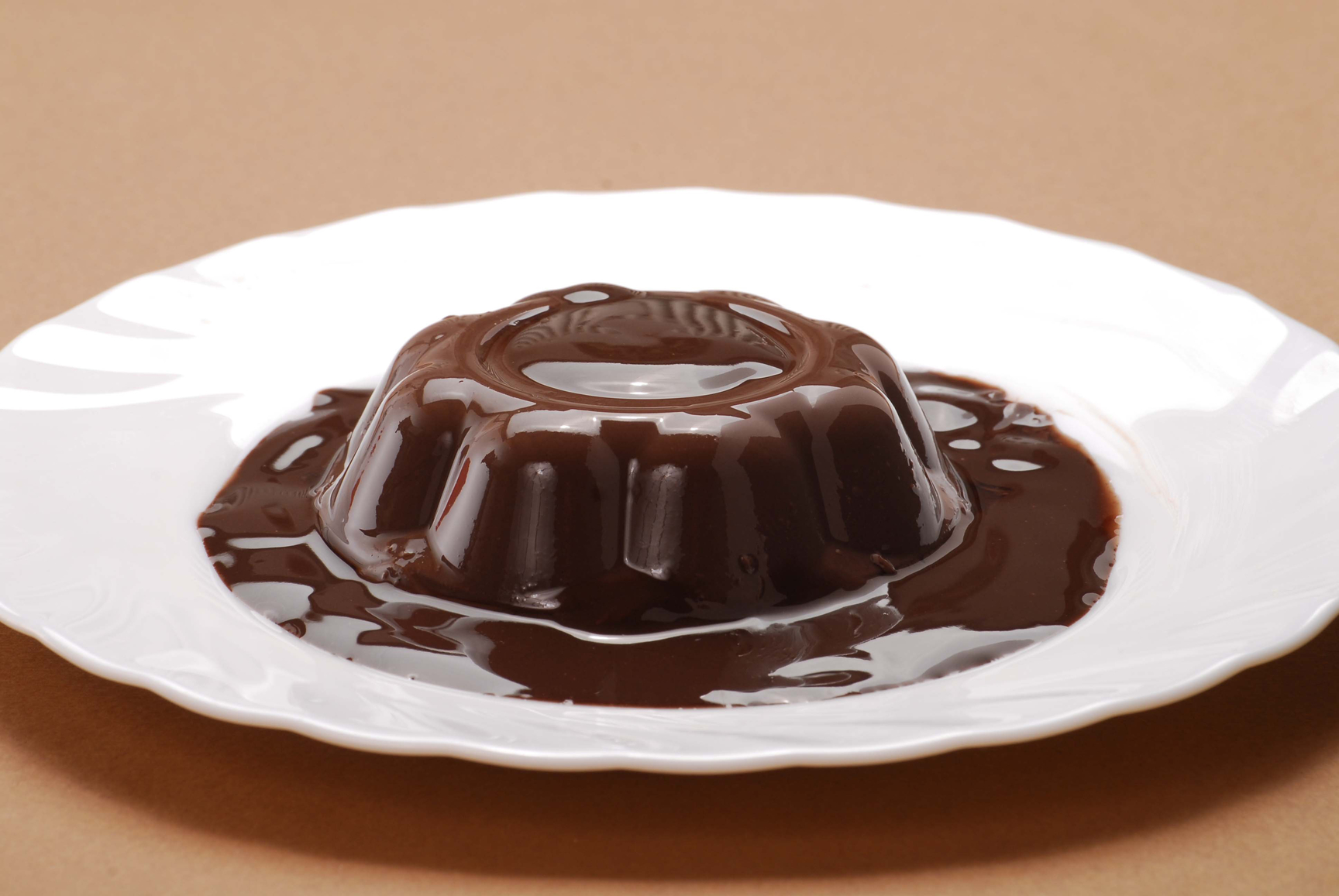 Flan de chocolate con vainilla y jengibre