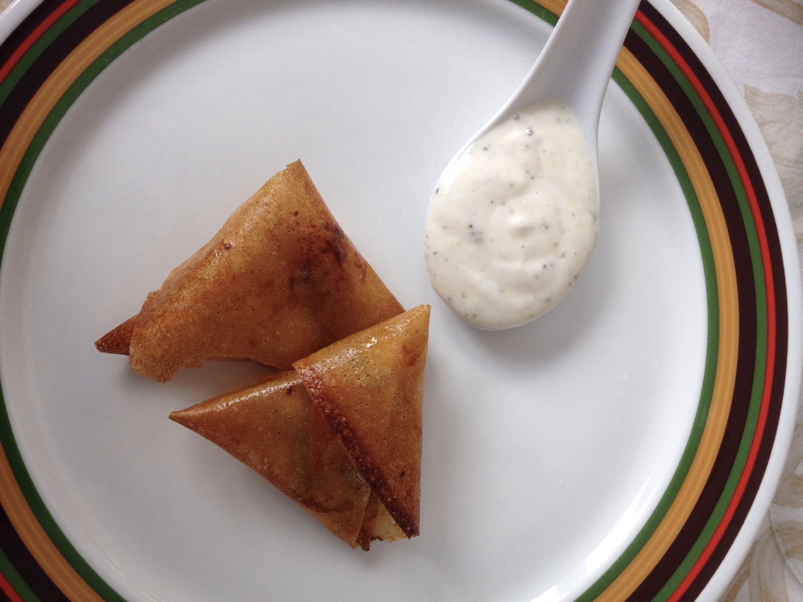 SAMOSAS INDIAS DE POLLO CON SALSA DE YOGUR