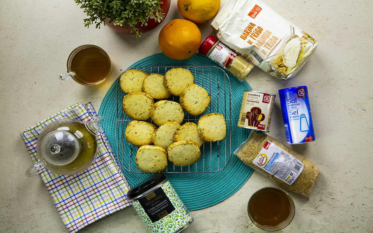 Cookies de té verde, sésamo y jengibre. 