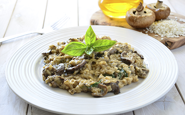 Risotto con champiñones Portobello