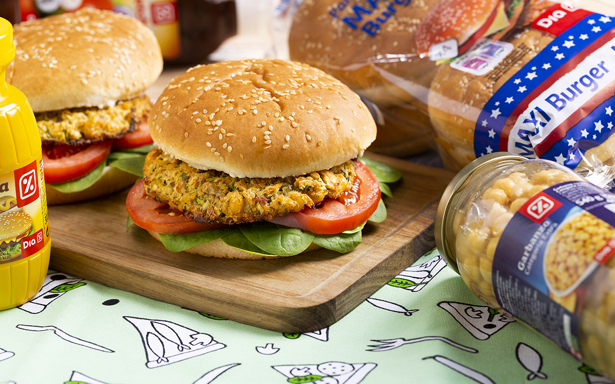 Hamburguesa de garbanzos y calabacín