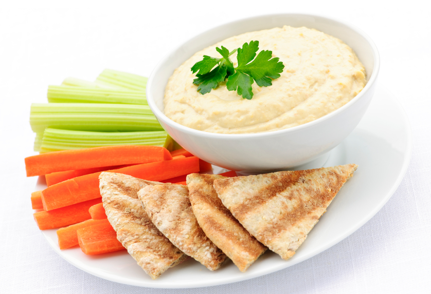 Hummus con palitos crocantes