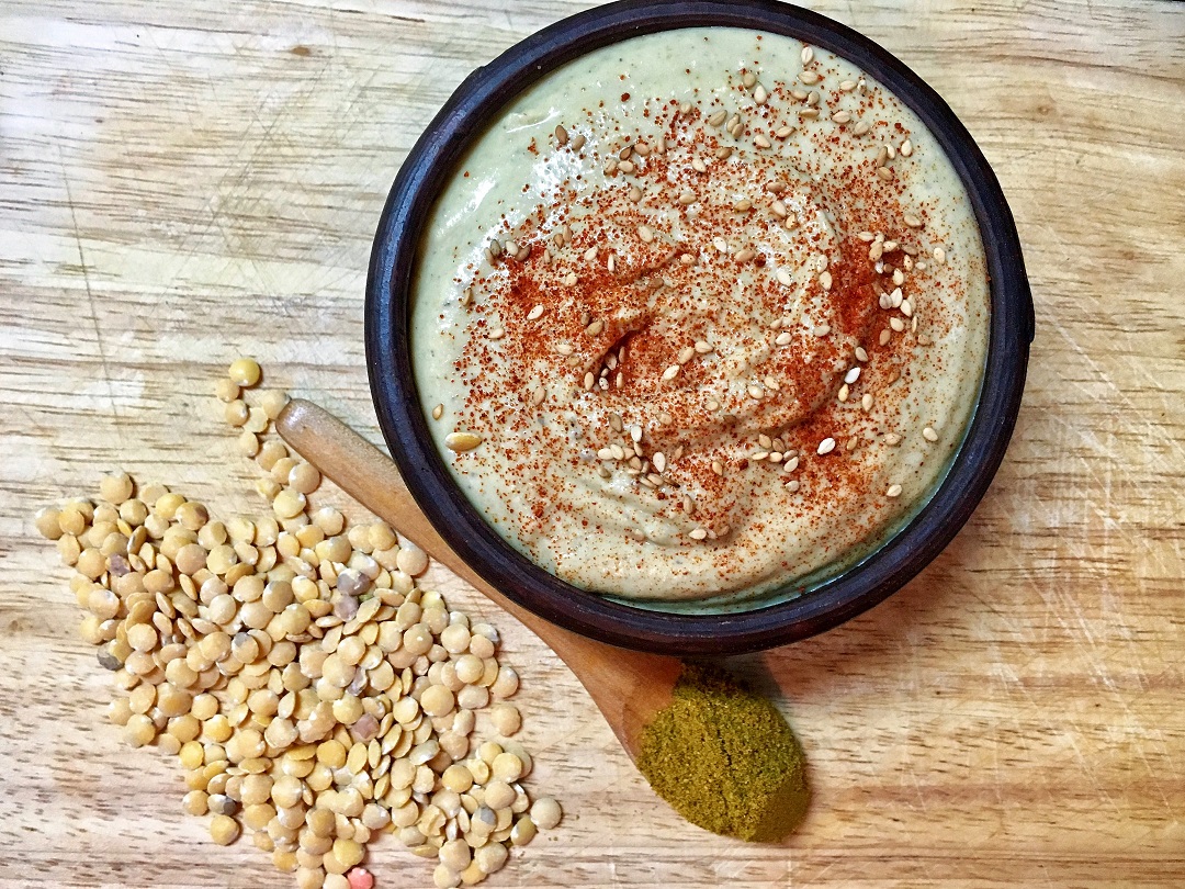 Hummus de lentejas al curry