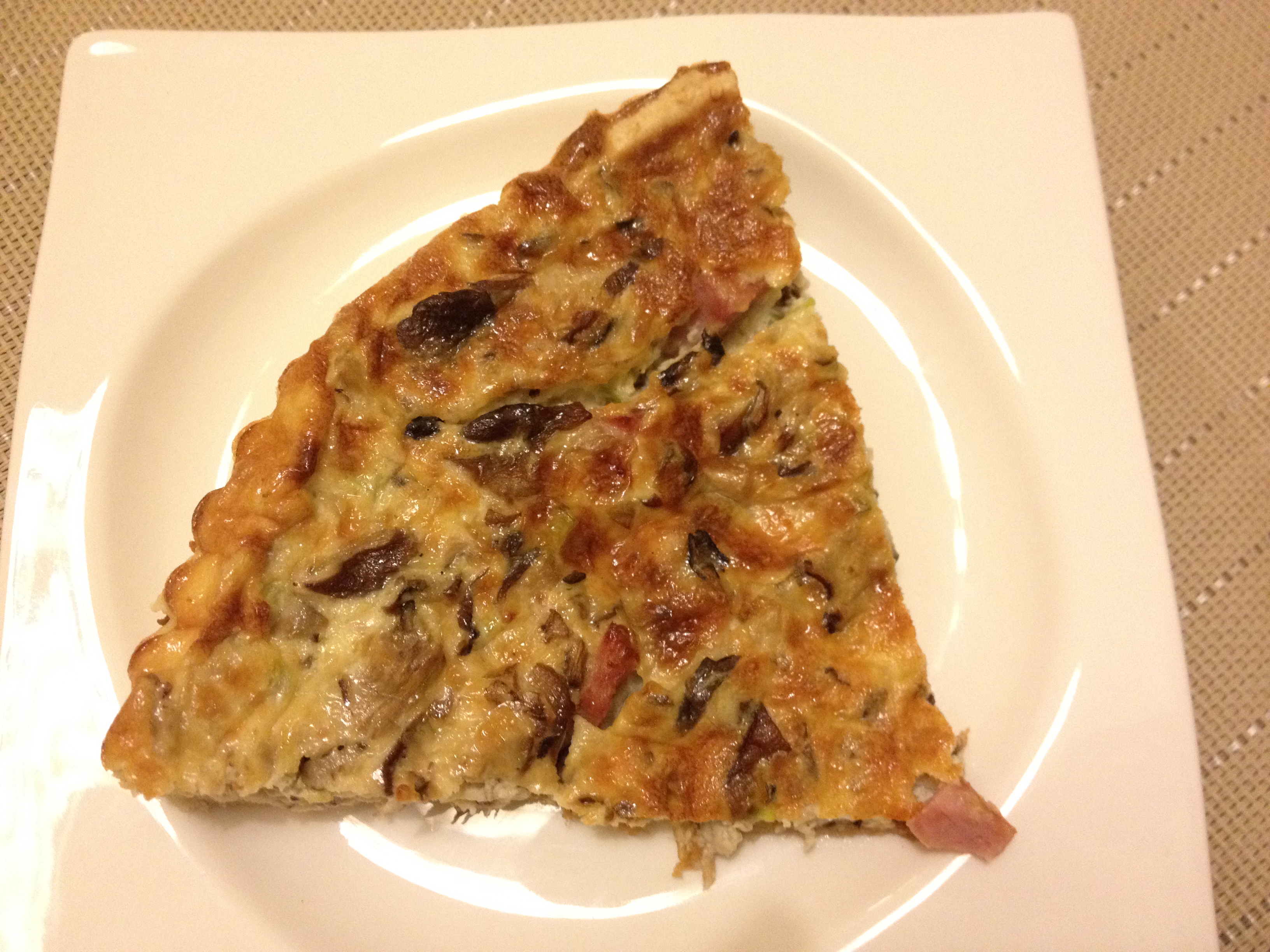 Quiche de setas shiitake y jamón york