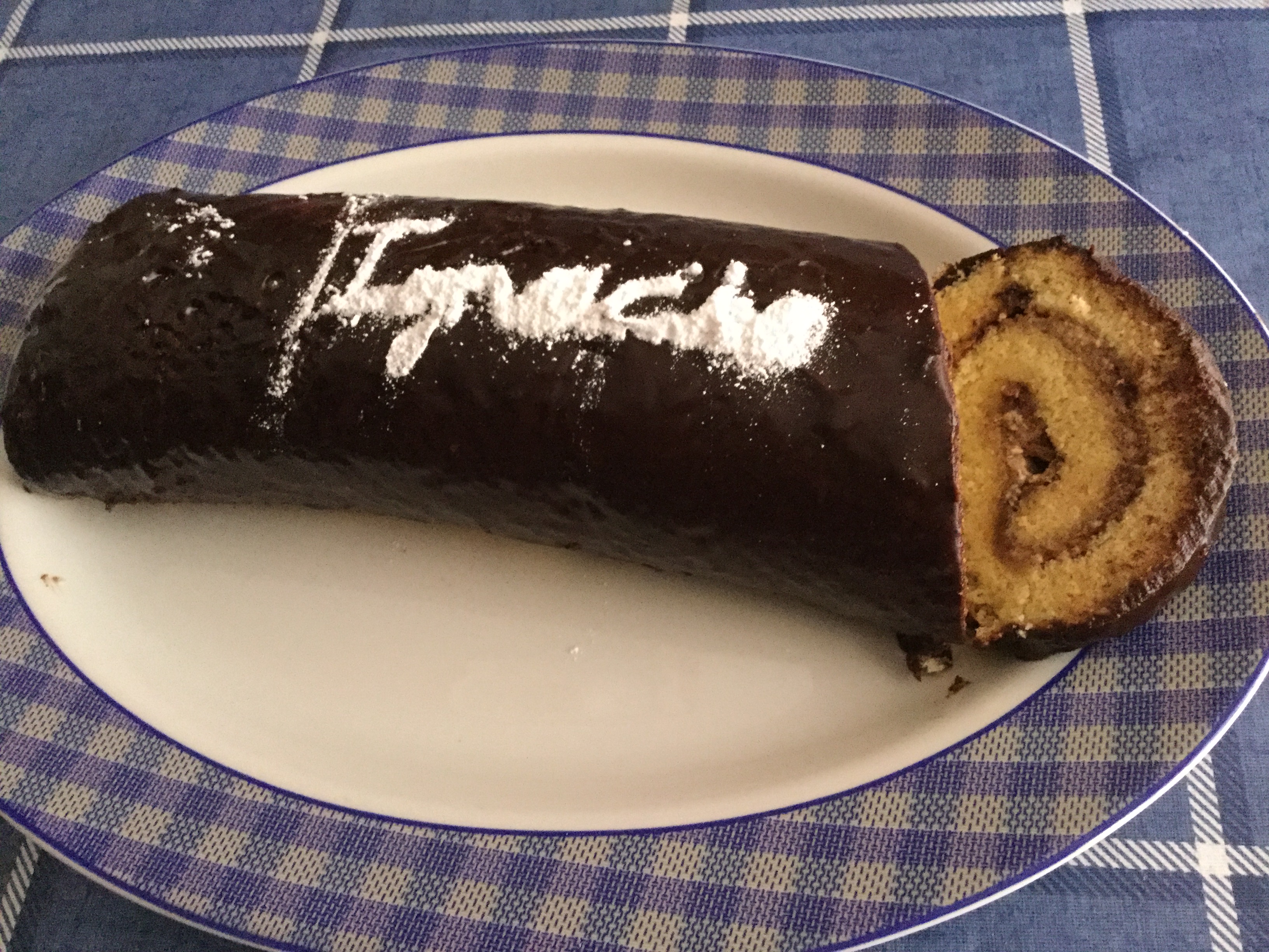 Receta de Brazo Gitano  dos chocolates