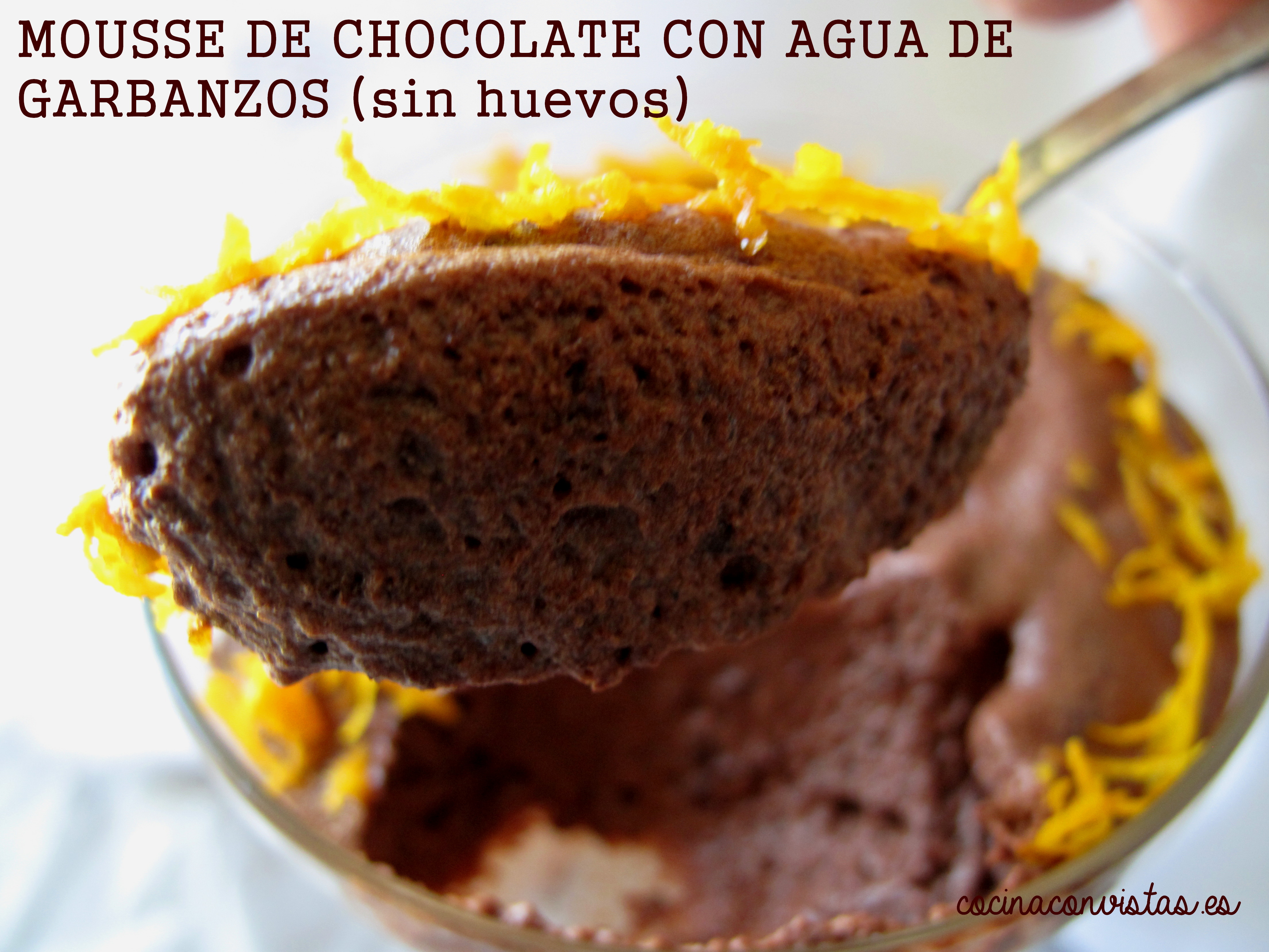 Mousse de chocolate con agua de garbanzos (sin huevos)