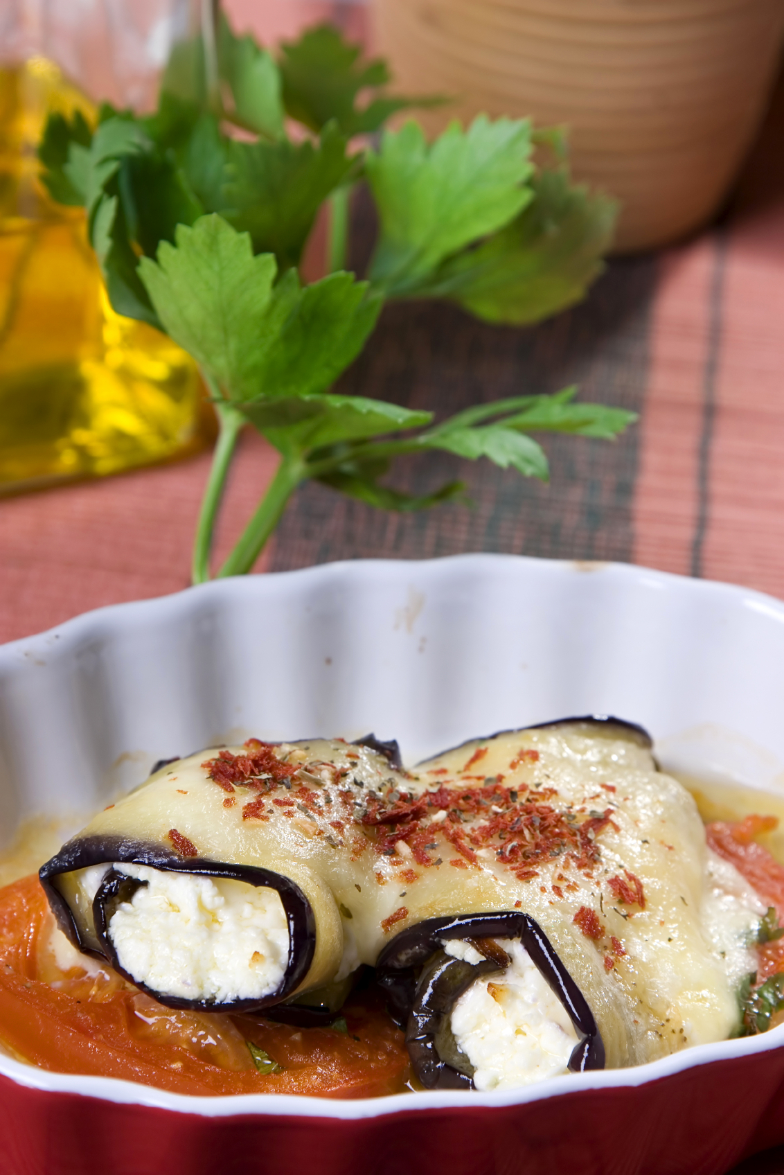 Involtini de berenjena con mozzarella