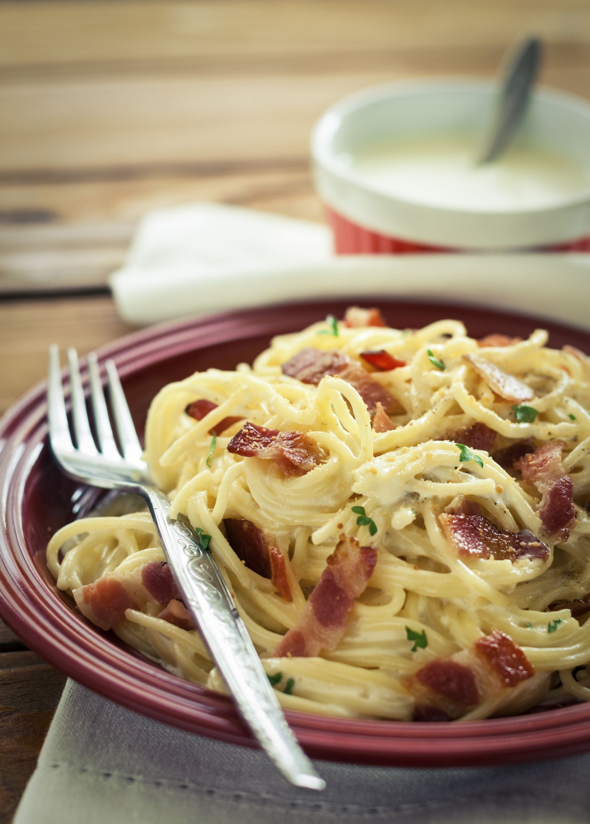 Pasta con panceta ahumada