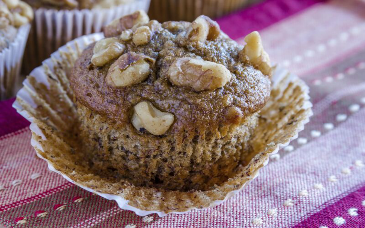 Muffins de plátano, nueces y semillas de chía 