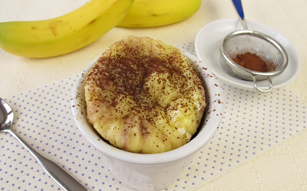 Mug cake con plátano y cacao