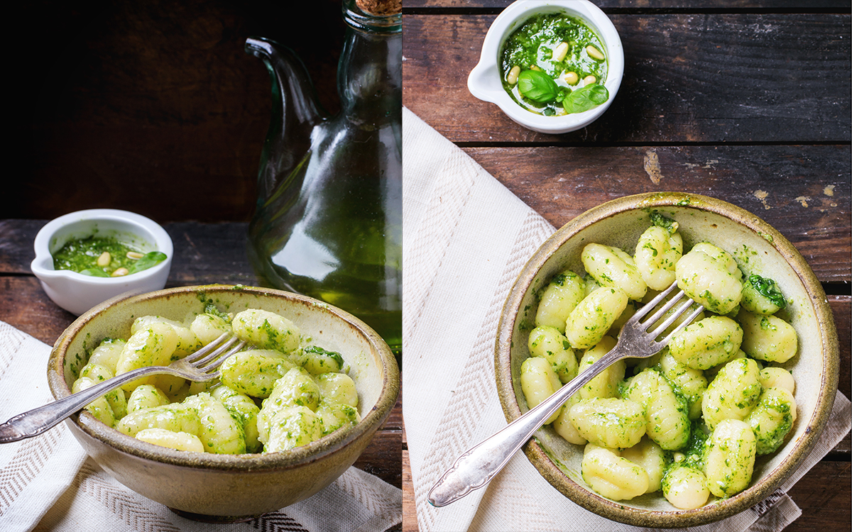 Ñoquis de patata con pesto casero