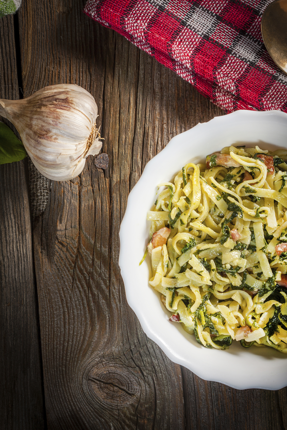 Pasta en salsa liviana de espinacas