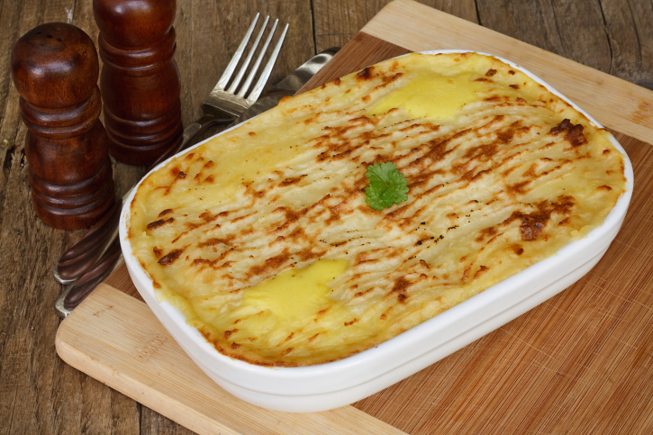 Pastel de carne y patatas al microondas