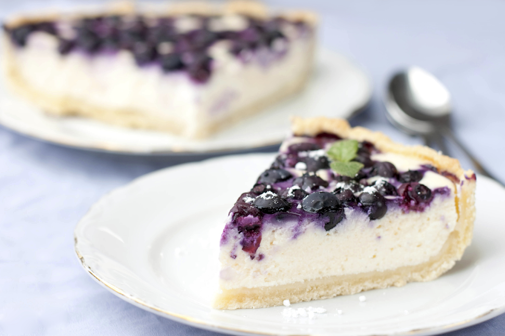 Pastel de queso con arándanos