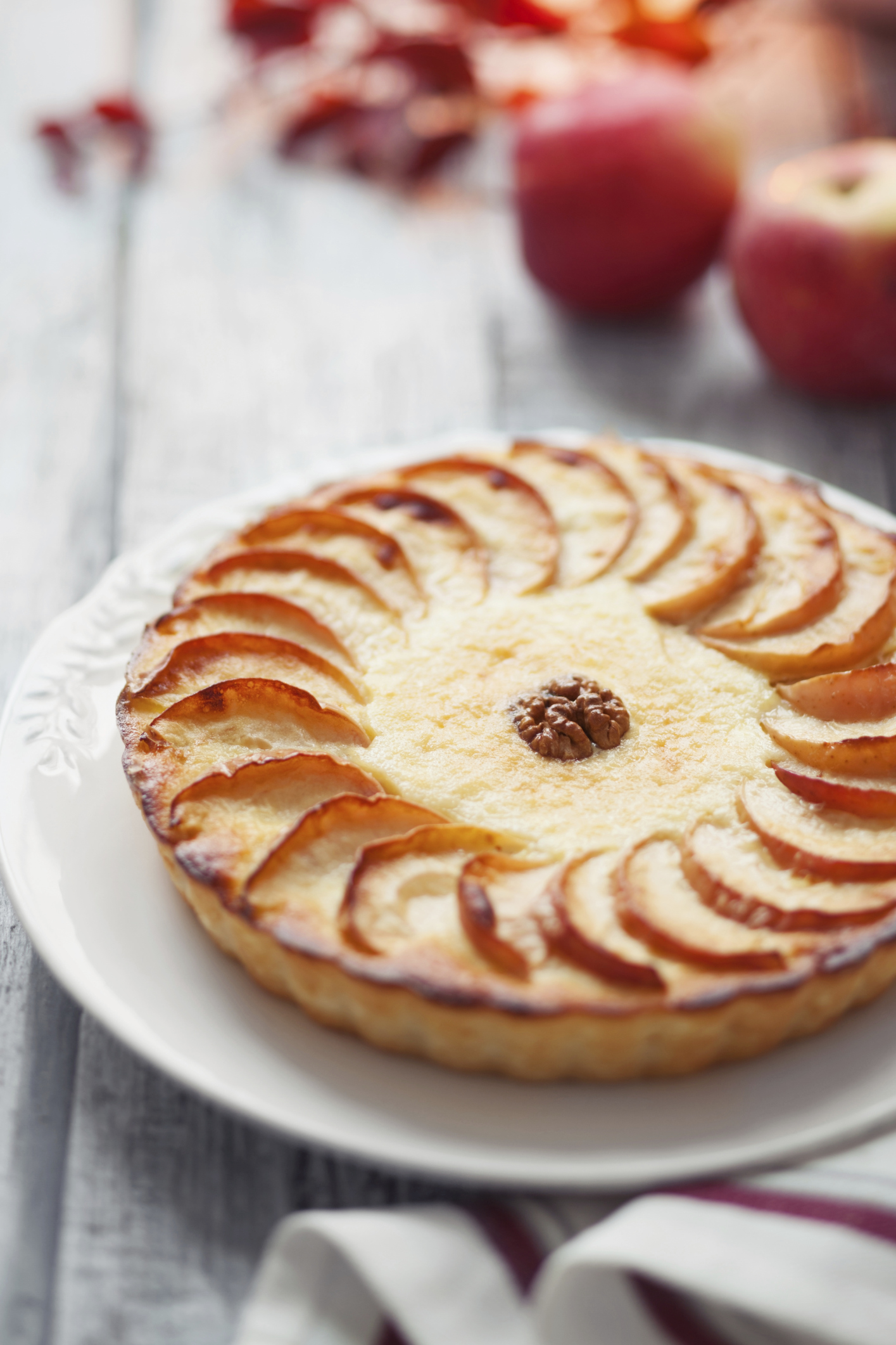 Pastel de queso y manzana