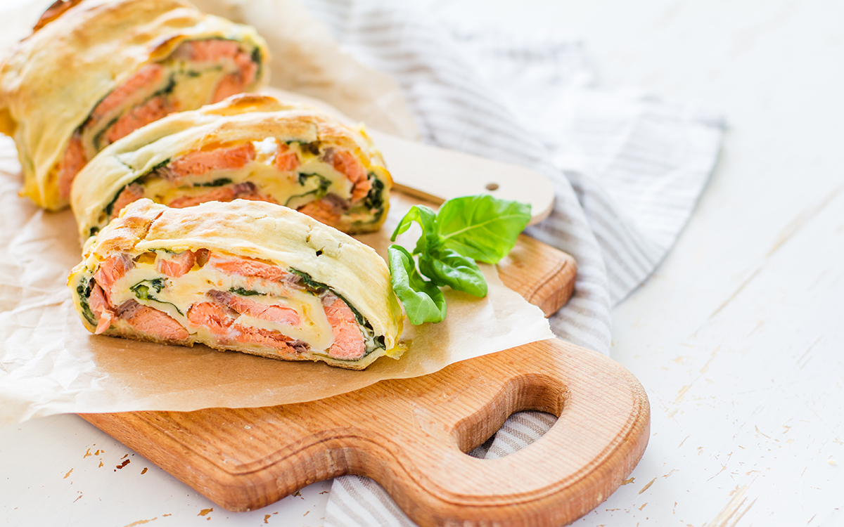 Pastel de salmón y espinacas